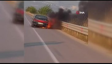Bursa'da tamirden çıkan otomobil alev alev yandı