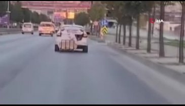 Bursa'da çekçek arabayı bagaja bağlayıp kilometrelerce ilerledi