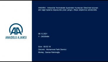 Ankara Hurdacılar Sitesi'ndeki atık kağıt toplama deposunda yangın çıktı