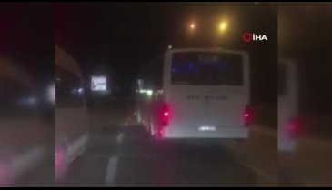 Bursa'da yan yan giden otobüs şaşkına çevirdi