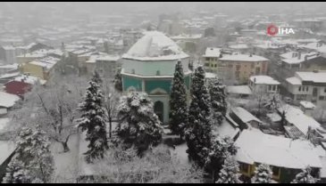 Bursa'da şehir merkezinden kar manzaraları