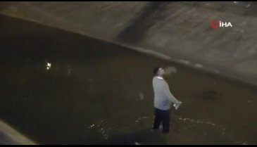 Sulama kanalında polise bıçakla direndi