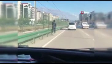 Bursa'da ana yolda tehlikeli maraton