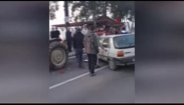 Bursa'da traktör ile otomobil kafa kafaya çarpıştı: 2 yaralı