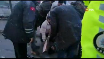 Bursa'da yaralıyı kar yağışından kartonla korudular