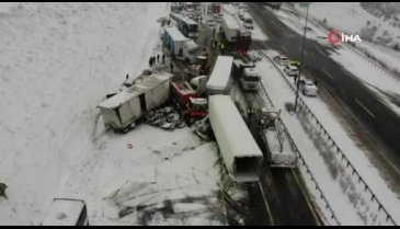 Kuzey Marmara Otoyolunda feci kaza! 5 tır birbirine girdi