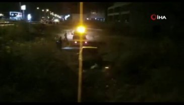 Bursa'da köpeğe çarpan araç şarampole uçtu