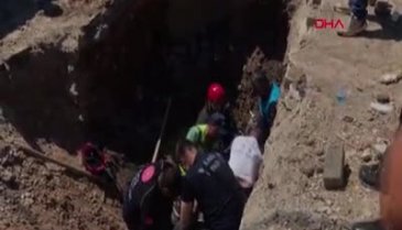 Boynuna kadar toprağa gömülen işçi arkadaşlarının yardımıyla kurtarıldı