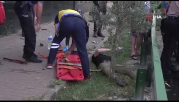 Bursa'da ağaçları yerinden söken kamyonet yan yattı