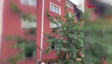 Yangın çıkan dairede kombi patladı