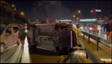 Otomobil yan yattı: 1 yaralı