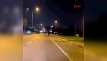 Bursa'da tehlikeli motosiklet yolculuğu kamerada