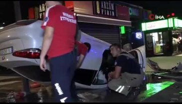 Bursa'da alkollü sürücünün kullandığı araç takla attı