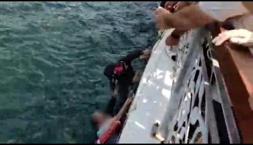 Bursa Gemlik'te iskelede denize düşen yaşlı adam için seferber oldular