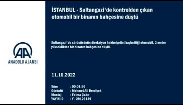 İstanbul'da kontrolden çıkan otomobil bir binanın bahçesine düştü