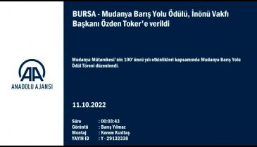Mudanya Barış Yolu Ödülü, İnönü Vakfı Başkanı Özden Toker'e verildi