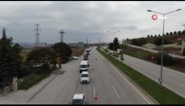 Bursa'da dron destekli trafik uygulaması