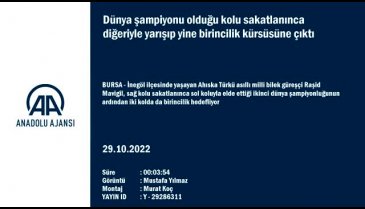 Bursa'da kolu sakatlanan sporcu diğer koluyla birinci oldu
