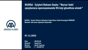 İçişleri Bakanı Soylu Bursa'da uyuşturucu operasyonu yönetti