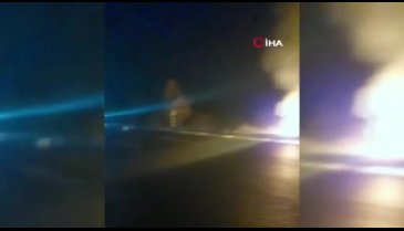 Bursa'da şarampole yuvarlanan araç alev alev yandı