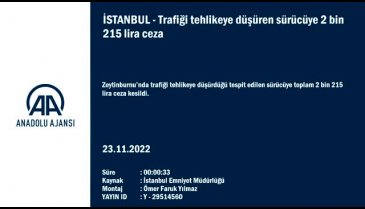 İstanbul'da trafiği tehlikeye düşüren sürücüye 2 bin 215 lira ceza