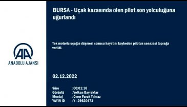 Bursa'da düşen uçağın pilotu toprağa verildi