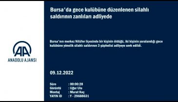 Bursa'da gerçekleşen gece kulübü saldırısının zanlısı adliyeye sevk edildi
