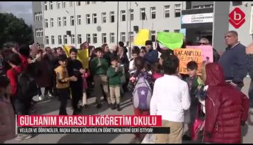 Bursa'da ilkokulda veli ve öğrencilerden eylem