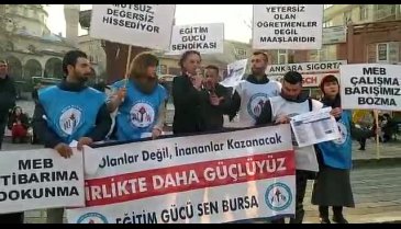 Bursa'da eğitimciler maaş bordrosu yırttı