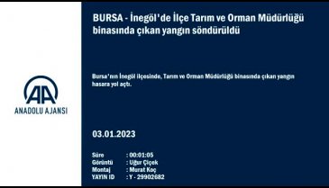 Bursa'da İlçe Tarım ve Orman Müdürlüğü binasında çıkan yangın söndürüldü
