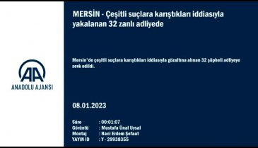 Mersin'de operasyonla yakalanan 32 şüpheliden 13'ü tutuklandı