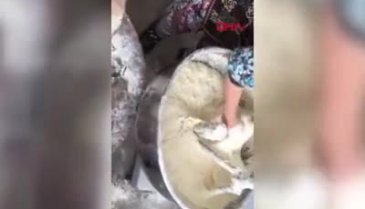 Bursa'da depremzedeler için ekmek pişirdiler