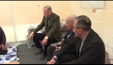 Erdoğan ve Bahçeli, Osmaniye'de depremzedeleri ziyaret etti