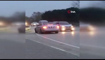 Bursa'da ters şeritten giden otomobil trafikte tehlike saçtı