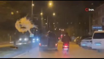 Bursa'da asker konvoyunda tehlikeli yolculuk
