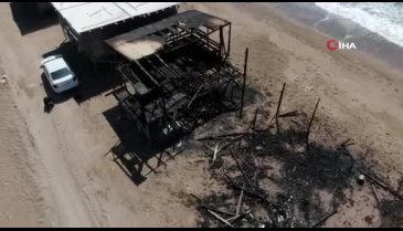 Antalya'da çıkan yangında küle dönen çardaklar dron ile görüntülendi