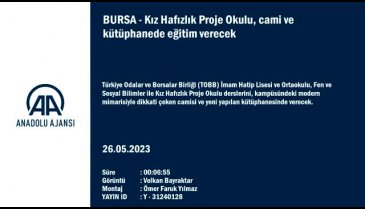 Bursa'da Kız Hafızlık Proje Okulu, cami ve kütüphanede eğitim verecek