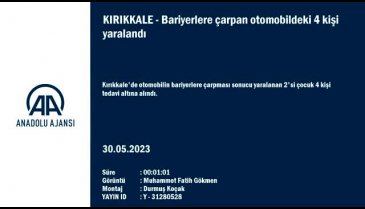 Kırıkkale'de otomobil bariyerlere çarptı: 4 yaralı