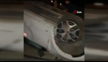 Domuza çarpan araç takla attı