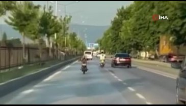 Bursa'da trafikte tehlikeli yolculuk
