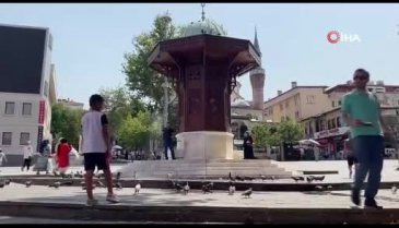 Bursa'da bir esnaf sıcaktan bunalan güvercinlerin imdadına yetişti