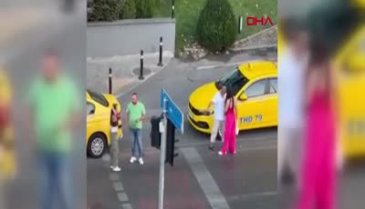 Taksici ile kadınların kavgası kamerada!