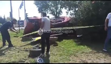 Bursa'da hurdaya dönen araçtan, hafif yaralı kurtuldu