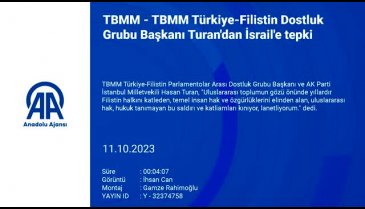 TBMM Türkiye-Filistin Dostluk Grubu Başkanı Turan'dan İsrail'e tepki