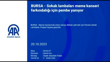 Bursa'da sokak lambaları meme kanseri farkındalığı için pembe yanıyor