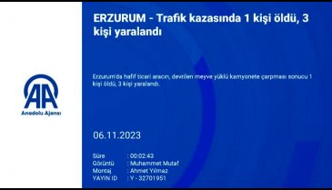 Erzurum'da devrilen kamyonete çarptı! 1 ölü, 3 yaralı