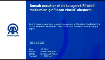 Bursalı çocuklar Filistinliler için "insan zinciri" oluşturdu
