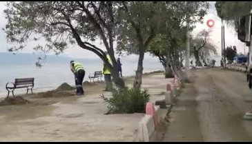 Bursa'da belediye ekiplerinden fırtına mesaisi
