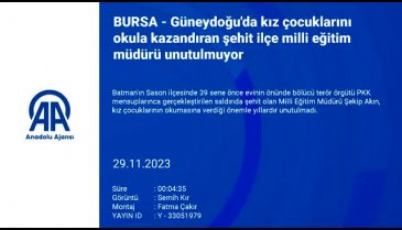 Şehit İlçe Milli Eğitim Müdürü Şekip Akın'ın adı Bursa'da bir okulda yaşatılıyor