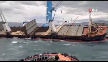 Bursa'da yan yatan gemi 'Kurtarma Uzmanları' tarafından düzeltildi